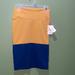 Lularoe Skirts | Lularoe Xs Pencil Skirt Cassie Mustard Black Dipped Colorblock Textured Women | Color: Blue/Gold | Size: Xs