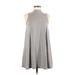 Silence and Noise Casual Dress - A-Line High Neck Sleeveless: Gray Print Dresses - Women's Size Small