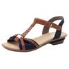 Sandalette RIEKER, Damen, Gr. 39, blau (nachtblau, cognac), Textil, Lederimitat, elegant, Schuhe, Sommerschuh, Sandale, Keilabsatz, in zweifarbiger Optik