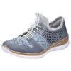 Slip-On Sneaker RIEKER, Damen, Gr. 36, blau (jeansblau), Textil, Lederimitat, sportlich, Schuhe Sneaker, Slipper, Schlupfschuh mit MemoSoft-Ausstattung