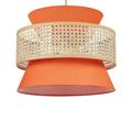 Lampe suspension en rotin rouge corail et naturel