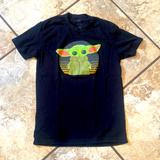 Disney Tops | Disney Star Wars T-Shirt Euc Baby Yoda The Child Sz Small Black | Color: Black/Green | Size: S