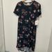 Lularoe Dresses | Lularoe Swing Dress Medium Carly Purple Floral Design On Navy Blue Nwt | Color: Blue/Purple | Size: M