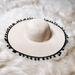 J. Crew Accessories | J. Crew Straw Woven Floppy Round Brimmed Hat With Black Pompoma Vacay Resort | Color: Black/Cream | Size: Os