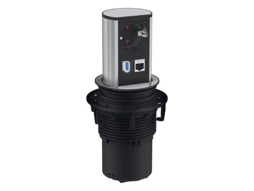 Bachmann ELEVATOR versenkbare Steckdose mit CAT6a/LAN und USB-A (928.0050)