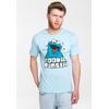 T-Shirt LOGOSHIRT "Sesamstrasse - Krümelmonster", Herren, Gr. XXL, blau, 100% Baumwolle, bedruckt, casual, normal, Rundhals, Kurzarm, Shirts, mit coolem Print