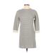 Topshop Casual Dress - Mini Crew Neck 3/4 sleeves: Gray Stripes Dresses - Women's Size 2