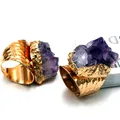 Bagues en cristal violet pour femmes bagues en pierre de cristal naturelle pour dames bagues en or