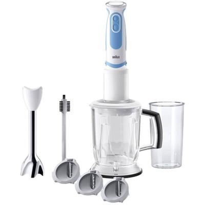 4191-MQ5260WHBL Mixeur plongeant 1000 w avec verre doseur, avec blender, fonction turbo blanc-bleu