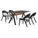 5 Piece Dining Table with Sloped Curved Back Chairs, Brown and Gray