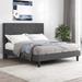 Full Platform Bed with Geometric Upholstered Headboard, Grey