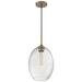 Aria; 1 Light; Medium Pendant; Burnished Brass Finish w/ Clear Seeded Glass