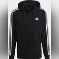 Adidas Sweaters | New Adidas Essentials Fleece 3-Stripes Full-Zip Hoodie Sz 2xl | Color: Black/White | Size: Xxl