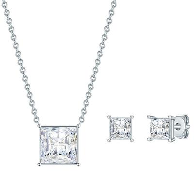 Lulu & Jane Schmuckset Messing verziert mit Kristallen von Swarovski® in Silber 8,4 mm Damen