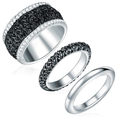 Lulu & Jane Ring Metall-Legierung verziert mit Kristallen von Swarovski® in Silber 58 Damen Image