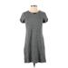 Ann Taylor LOFT Casual Dress - Shift Crew Neck Short sleeves: Gray Print Dresses - Women's Size Small