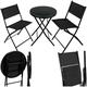 TecTake® Garden Bistro Set, Garden Chairs & Glass Top Outdoor Table, Robust Steel Frame, Protecting Rubber Feet, Easy Clean, Quick Setup, Space-Saving Design for Patio, Conservatory, Balcony - black