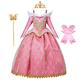 REXREII Girls Princess Sleeping Beauty Costume Fancy Lace Dress Halloween Cosplay Christmas Party Birthday Gown w/Accessories 7-8T