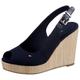 Keilsandalette TOMMY HILFIGER "ICONIC ELENA SLING BACK WEDGE" Gr. 40, blau (dunkelblau) Damen Schuhe Slingbacksandale Sandalette Slingback-Sandaletten