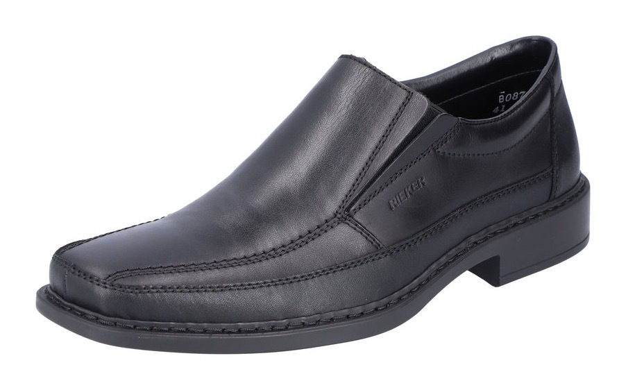 Slipper RIEKER, Herren, Gr. 47, schwarz, Leder, Synthetik, Schuhe Slipper, Festtagschuh, Halbschuh, Komfortschuh im klassischen Business-Look