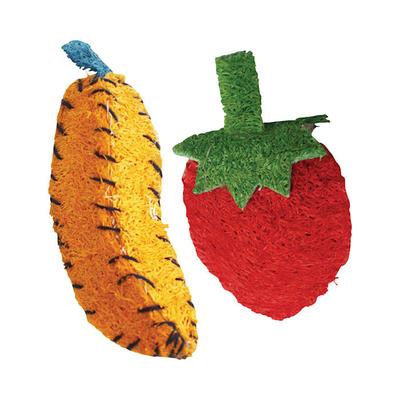 A&E Cage Company Nibbles Loofah Banana and Strawberry Small Animal Treats, 0.1 lb.
