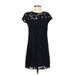 Ann Taylor LOFT Casual Dress - Party Crew Neck Short sleeves: Blue Solid Dresses - Women's Size 0