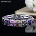 ThreeGraces-Bracelet en cristal de zircone cubique pour femme marque de luxe grand comparateur de