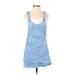 Zara TRF Casual Dress - Mini Scoop Neck Sleeveless: Blue Solid Dresses - Women's Size Small