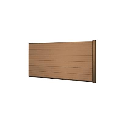 Mendler WPC-Sichtschutz Sarthe, Windschutz Zaun, Alu-Pfosten ~ Erweiterungselement niedrig, 1,85m teak