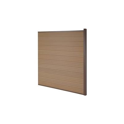 Mendler WPC-Sichtschutz Sarthe, Windschutz Zaun, Alu-Pfosten ~ Erweiterungselement, 1,85m teak Image