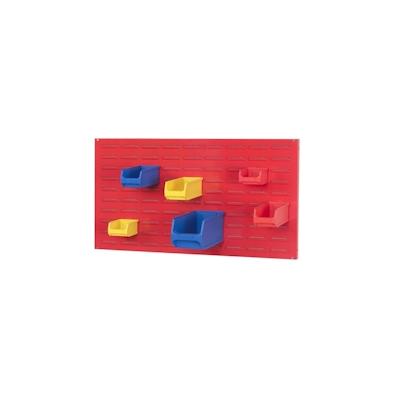 PROREGAL Trägersystem Rote Systemplatte mit 18x blauen Sichtlagerboxen 3.0 | Maße HxB 50x100cm | Sichtlagerbox, Sichtlagerbehälter, Sichtlagerkasten Image