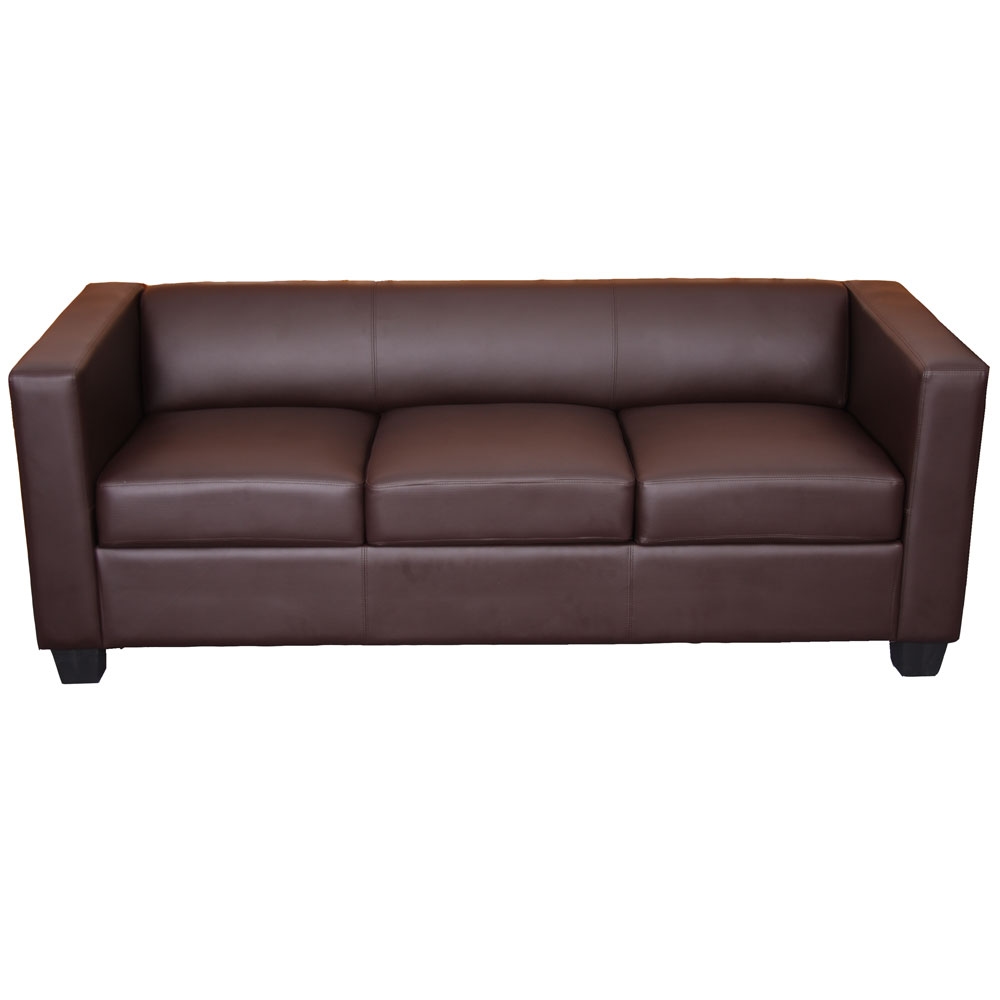 Mendler 3er Sofa Couch Loungesofa Lille ~ Kunstleder, coffee Image