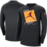 Men's Jordan Brand Black Miami Heat Courtside Max 90 Vintage Wash Statement Edition Long Sleeve T-Shirt