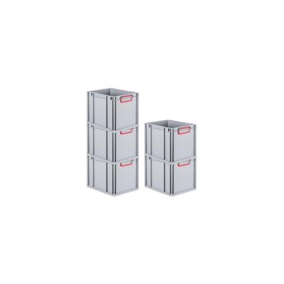 PROREGAL SparSet 5x Eurobox NextGen Color, HxBxT 32x30x40cm, 30 Liter, Griffe rot zu, Grau, Eurobehälter, Box, Transportbehälter Image