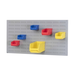 PROREGAL Trägersystem Graue Systemplatte mit 45x grauen Sichtlagerboxen 1.0 | Maße HxB 50x100cm | Sichtlagerbox, Sichtlagerbehälter, Sichtlagerkasten Image