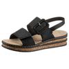 Keilsandalette RIEKER, Damen, Gr. 41, schwarz, Lederimitat, modisch, Schuhe, Sommerschuh, Sandale, Keilabsatz, mit modischer Schmuckspange