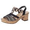 Sandalette RIEKER, Damen, Gr. 40, schwarz (schwarz, beige), Nubuklederimitat, elegant, Schuhe, Sommerschuh, Sandale, Plateauabsatz, in elegantem Look, Topseller