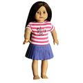 THE NEW YORK DOLL COLLECTION Puppen Kleidung für Modepuppen enthält - Lila Rock - Rosa und Weiß Gestreiftes Paris Besticktes T-Shirt - Passt 18 Zoll/46 cm Puppen - Puppenkleidung - Puppenzubehör