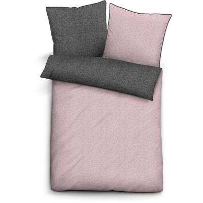 Bettwäsche BIBERNA Gr. 1, rosa (altrosé, grau, meliert), B/L: 135cm x 200cm, Biber-Feinbiber, B/L: 80cm x 80cm, Biber, Feinbiber, 100% Baumwolle, Bettwäsche Image