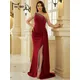 Missord-Robe de soirée rouge élégante à glands pour femme tenue de Rh longue avec une fibre