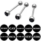 Showlove-10Pcs avantTop Mauvais Mot Logo Anneaux De Langue Barbell Piercing Langue Retainer