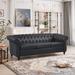 84" Black PU Rolled Arm Chesterfield 3 Seater Sofa