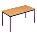 Table de réunion modulable rectangle - L.180 x P.80 cm - Plateau Hêtre - Pieds Prune