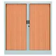 Armoire à rideaux métal Classtout Color - H.100 x L.90 cm - Corps Aluminium - Rideaux Hêtre