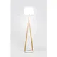 Aluminor Lampadaire Zazou - Ampoule Led E27 - 12W - Pied bois hêtre - Socle acier laqué - Abat-jour blanc