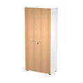 Armoire haute Eminence - L.90 x H.200 cm - 2 portes Hêtre - Corps Blanc