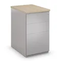 Caisson hauteur bureau métal NF Environnement Aluminium top Chêne, H.72 x L. 42 x P. 60 cm