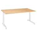 Bureau Droit Actual - L. 80 x P. 80 cm - Plateau Chêne - Pieds L Blanc