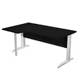 Bureau d'angle compact retour à gauche Pronto Métal - L.160 x P.100 cm - Plateau Noir - Pieds L Aluminium