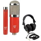 MXL 550/551R Microphone Ensemble with 550 Large Diaphragm and 551R Instrument Mic (Red) Bundle with MXL HX9 Over-Ear Studio Pro Headphone